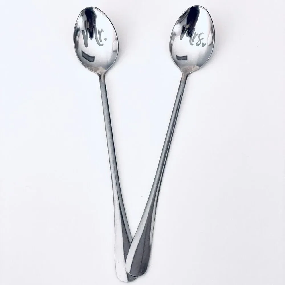 NWT 2 pc set Mr. & Mrs. Stainless Steel Spoons Anniversary,Valentine’s Gift